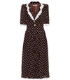 ALESSANDRA RICH POLKA-DOT SILK MIDI DRESS,P00506981