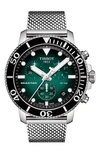 Tissot Seastar 1000 Chronograph Mesh Bracelet Watch, 45.5mm In Silver/ Green