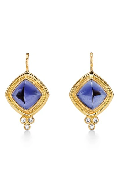 Temple St Clair Collina Drop Earrings In Yellow Gold/ Iolite