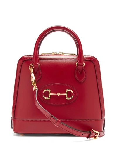 Gucci Red Horsebit 1955 Leather Top Handle Bag