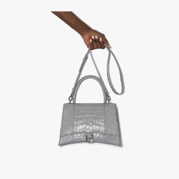 Download Balenciaga Grey Hourglass Medium Mock Croc Leather Tote ...