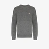 MAISON KITSUNÉ GREY PROFILE FOX PATCH SWEATER,FM00503KT101415420984