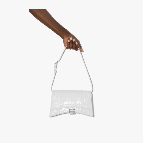 Download Balenciaga White Hourglass Sling Mock Croc Shoulder Bag ...