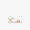 Valentino Rockstud Rubber Sandals In Poudre Color In Neutrals