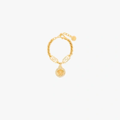 Versace Gold Tone Medusa Rolo Chain Bracelet