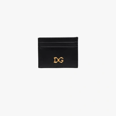 Dolce & Gabbana Black Baroque Logo Leather Card Holder