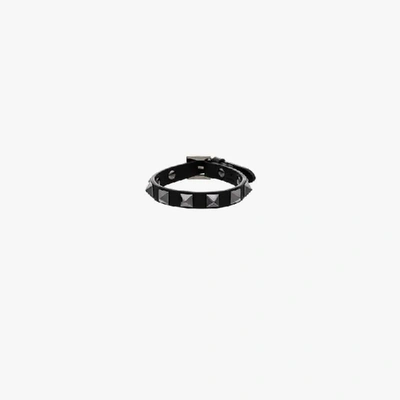 Valentino Garavani Black Rockstud Leather Bracelet