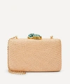 Kayu Jen Embellished Straw Box Clutch In Toast