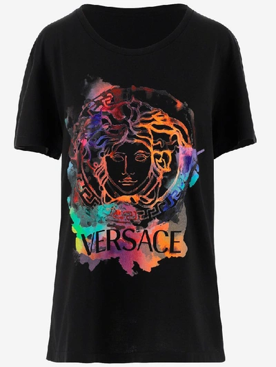 Versace Medusa Logo Print T In Black