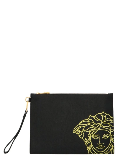 Versace Medusa Print Clutch Bag In Black