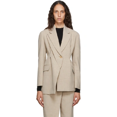 Andersson Bell Beige Dylan Slit Blazer In Melangebeig