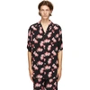 GUCCI BLACK SILK PEONY PRINT BOWLING SHIRT