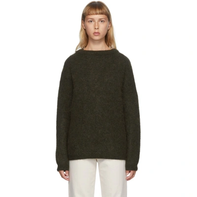 Acne Studios Green Wool & Mohair Oversized Jumper In Olive Green