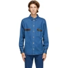 GUCCI BLUE DENIM STONE WASH WEB SHIRT