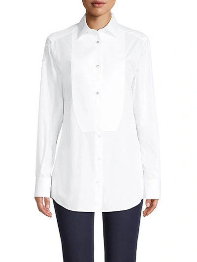Dolce & Gabbana Bib-front Cotton-poplin Tuxedo Shirt In White