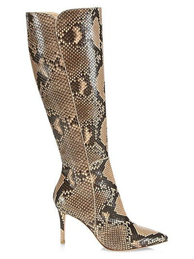 Gianvito Rossi Corrine Knee-high Python Boots In Nude