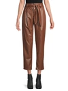 DAVID LERNER LEXI BELTED PAPERBAG FAUX LEATHER PANTS,0400012820531