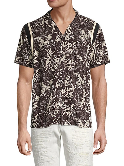 Scotch & Soda Hawaiian Short Sleeve Shirt In Combo Brown