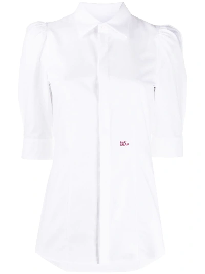 Dsquared2 Embroidered 3/4 Sleeves Shirt In White
