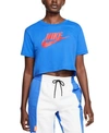 Nike Women's Sportswear Cotton Logo Cropped T-shirt In Blue