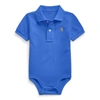 Polo Ralph Lauren Babies' Cotton Mesh Polo Bodysuit In New Iris Blue