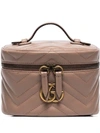 GUCCI NEUTRAL MARMONT MINI QUILTED LEATHER BEAUTY CASE