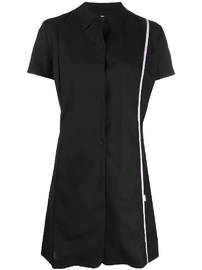 Coperni Striped Wool-crepe Shirt Dress In Blanc Noir