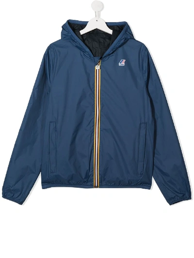 K-way Teen Jacques Hooded Jacket In Blue