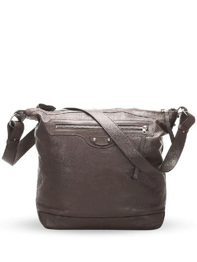Pre-owned Balenciaga Stud Detailing Crossbody Bag In Brown