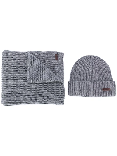 Dsquared2 Knitted Beanie And Scarf Set In Grey