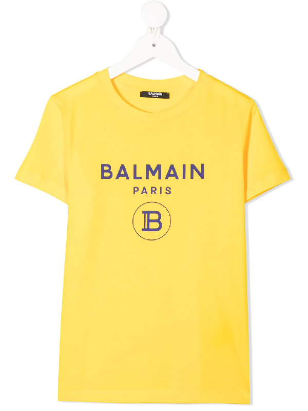 Balmain Kids' Logo Print T-shirt In Yellow | ModeSens