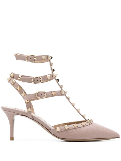 Valentino Garavani Rockstud-embellished Pointed Pumps In Neutrals