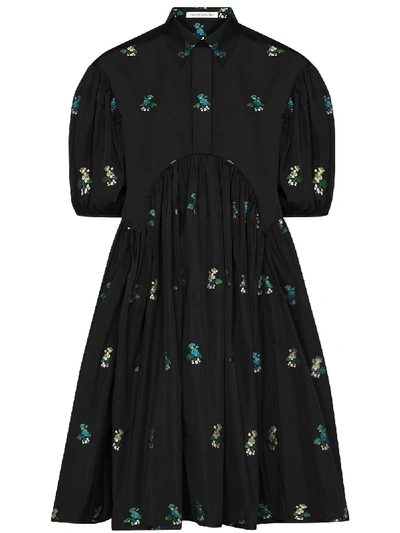 Cecilie Bahnsen Esther Hawthorn Floral Poplin Shirt Dress In Black 