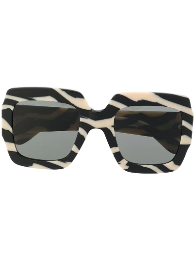 Gucci Zebra Print Square Frame Sunglasses In Black