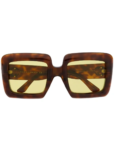 Gucci Oversize-frame Interlocking G Sunglasses In Brown