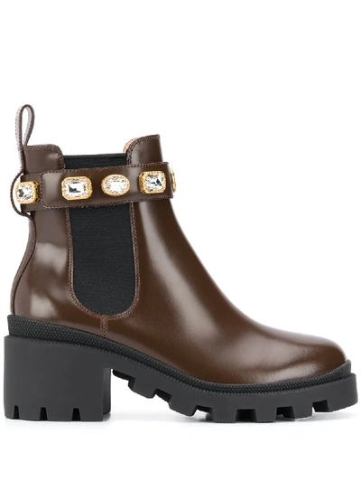 Gucci Detachable-belt Ankle Boots In Brown