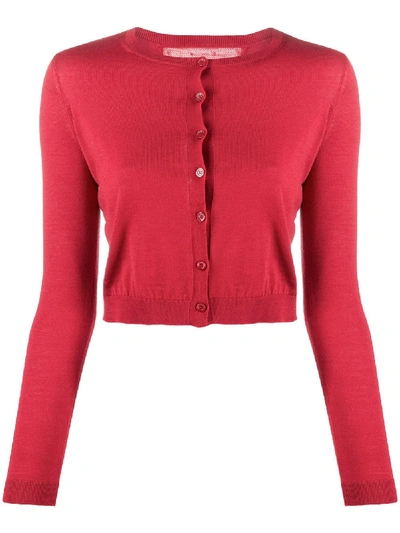 Red Valentino Cropped Round-neck Cardigan In Red
