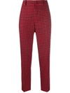 RED VALENTINO CHECK-PATTERN CROPPED TROUSERS