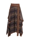 Stella Mccartney Norah Patterned Asymmetric Wrap Skirt In Navy Brown