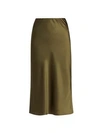 Frame Washable Silk Maxi Skirt In Military