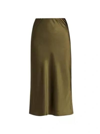 Frame Washable Silk Maxi Skirt In Military