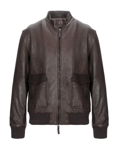 Arc Leather Jacket In Dark Brown