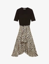 MAJE RAPRILE LEOPARD PRINT SKIRT MIDI DRESS,R03630779