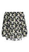 ADAM LIPPES LONG SLEEVE OFF SHOULDER TOP IN PRINTED VOILE