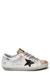 Golden Goose White And Beige Leather Super-star Sneakers In White/ Brown/ Silver
