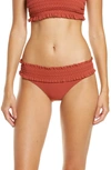 Tory Burch Costa Smocked Hipster Bikini Bottoms In Ashberry/ Ashberry