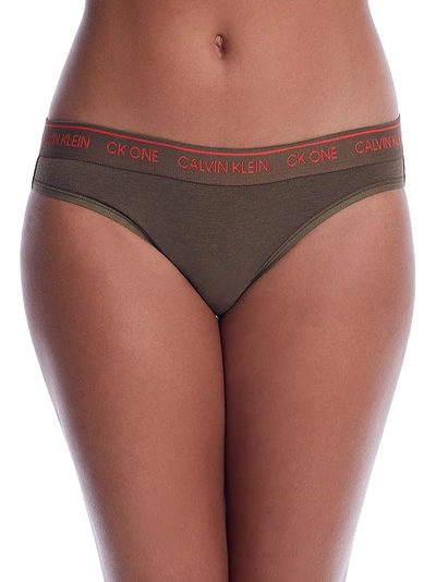 Calvin Klein Ck One Cotton Bikini In Muted Pine