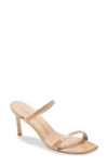 Stuart Weitzman Aleena 75 Naked Square-toe Patent Slide High-heel Sandals In Adobe Patent Leather