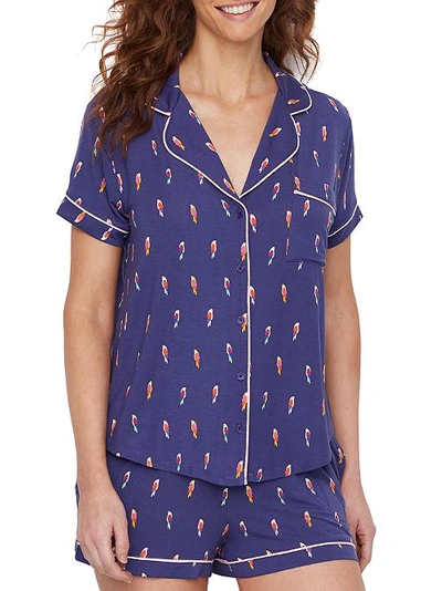 Kate Spade Swing Floral Navy Bird Modal Pajama Set In Navy Print