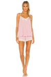 Flora Nikrooz Floretta Ii Knit Cami Pajama Set With Lace Trim In Dusty Rose